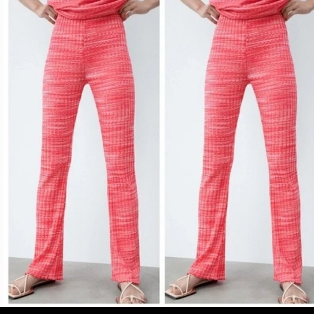 Zara Pink Ribbed Trousers Size Medium NWT
